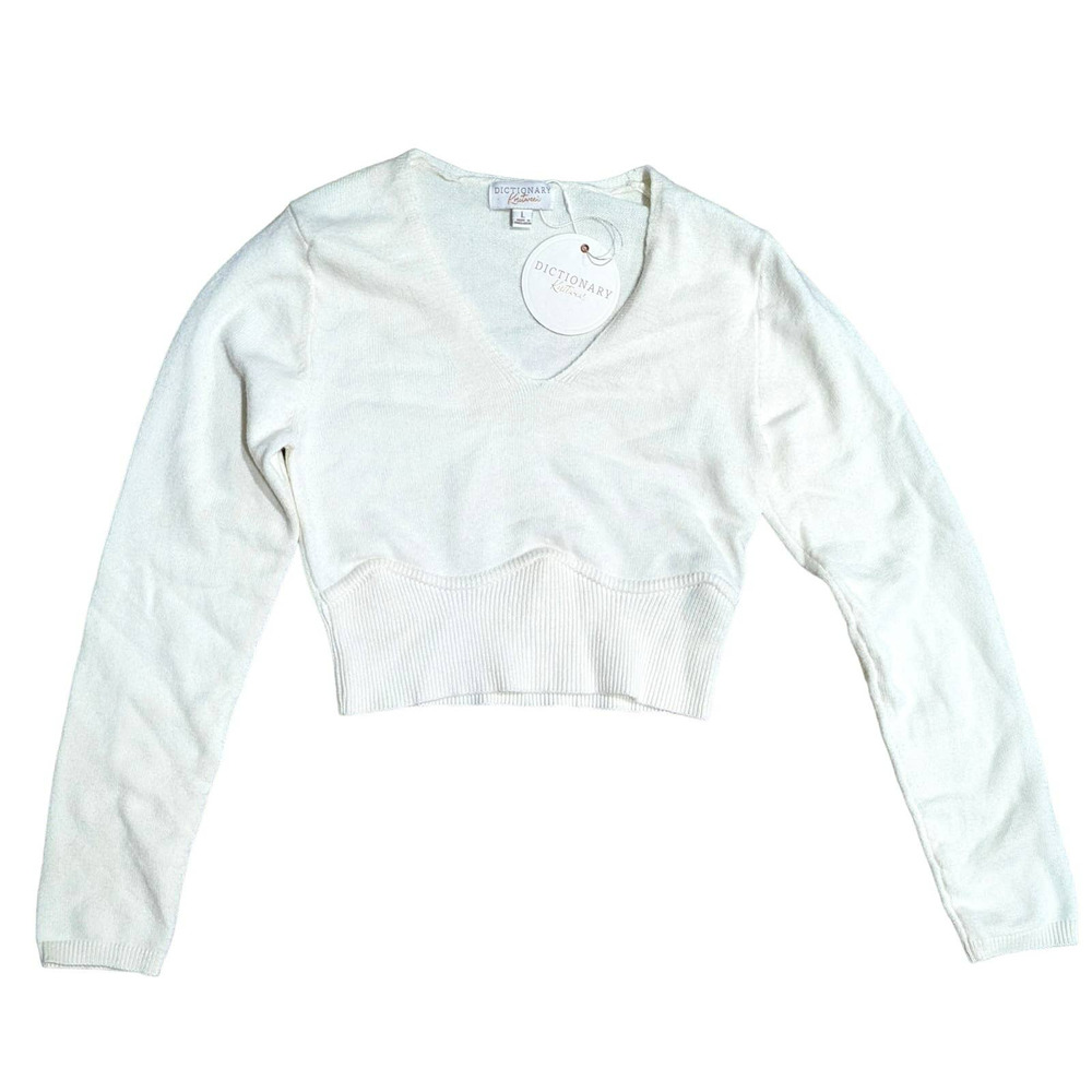 NWT Dictionary Knitwear sz Large Cropped Coconut Milk Viscose Sweater